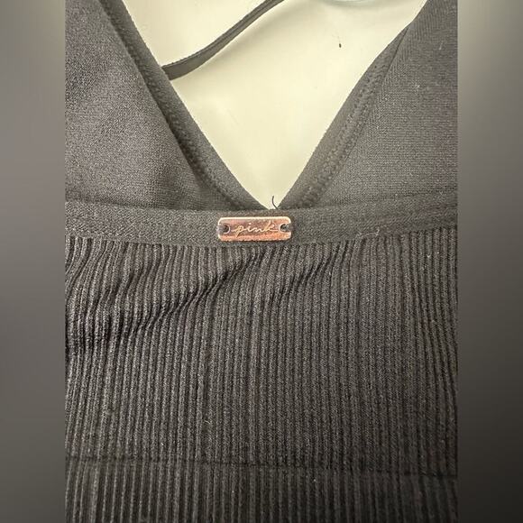 PINK Victorias Secret Black Ribbed Halter Bralette Size Small - Picture 3 of 4